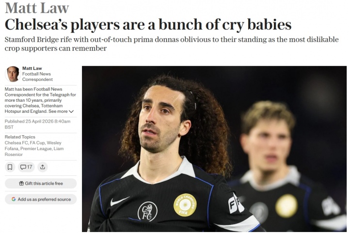 开云官网-电讯报：切尔西球员就是群爱哭鬼，没人会傻到试图引进加纳乔